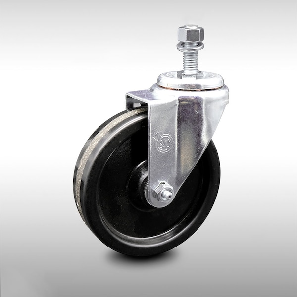 5 Inch SS Phenolic Wheel Swivel 1/2 Inch Threaded Stem Caster